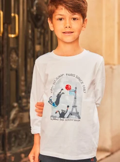 T-shirt, Polo Shirt-Sergent Major White T-shirt with basket-weave pattern in Paris