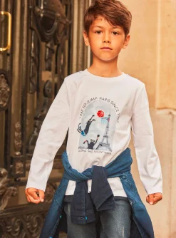 T-shirt, Polo Shirt-Sergent Major White T-shirt with basket-weave pattern in Paris
