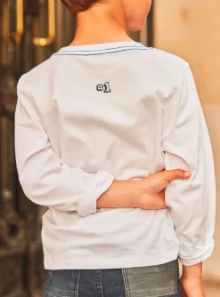 T-shirt, Polo Shirt-Sergent Major White T-shirt with basket-weave pattern in Paris